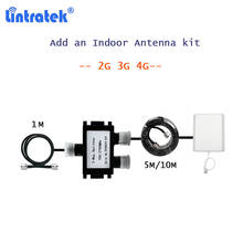 Lintratek-antena interior para Panel de 9dBi, 2 vías divisoras, Cable negro Coaxial RG6 5D para amplificador de señal de teléfono móvil 2g 3g 4g 2024 - compra barato