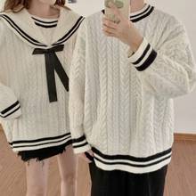 Japanese Sweet Long Sleeve Sweaters Women Men Spring Autumn Preppy Style Lover Couple Knitted Pullovers Harajuku Knitwear Tops 2024 - buy cheap