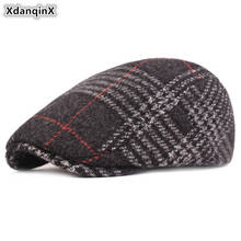 Xdanqschap boina masculina de algodão, boné com aba quente e grosso, estilo snapback, chapéu tendência xadrez, para homens 2024 - compre barato