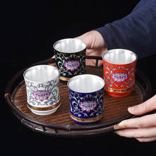 Jingdezhen Tea Cup 999 Silver Enamel Cups Ceramic Teacup Chinese Kung Fu Tea Set Teaware Master Small Mug Puer Teacups Crafts 2024 - buy cheap