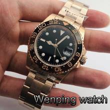 40mm Men's Top GMT Mechanical Watch Rose Gold Case Sapphire Glass Ceramic Bezel Luminous Date Men's Sterile Automatic Watch 2024 - buy cheap