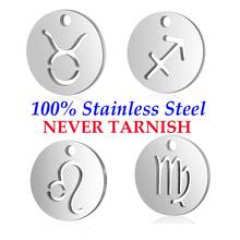 10 Pieces Stainless Steel Zodiac 12 Constellation Charm Wholesale DIY Jewelry Charms Real 316 Steel DIY Charms Never Tarnish 2024 - compre barato