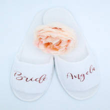 Personalized Name Title Wedding Bridal Party Slippers Bride Mother of the bride  Bridesmaid Slippers Rose gold  black pink 2024 - buy cheap