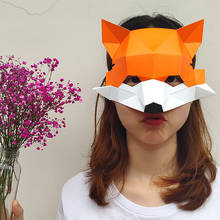 3D Paper Orange Fox Head Mask Headgear Animal Halloween Cosplay Props Woman Men Party Role Play Dress Up DIY Craft Masks 2024 - buy cheap