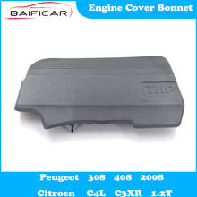 Baificar capa decorativa de poeira para motor, capô de cobertura do motor para peugeot 308 408 2008 citroen c4l c3 xr 1.2t 2024 - compre barato