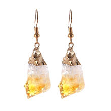 Light Yellow Gold Color Irregular Shape Citrines Crystal Dangle Earrings for Women Amethysts Stone Jewelry 2024 - buy cheap