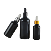 Gotero de vidrio negro, botella de 10ML, 15ML, 20ML, 30ML, 50ML, 100ML, envase cosmético de suero de aceite esencial, 15 unids/lote 2024 - compra barato