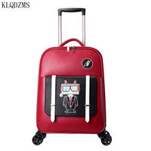KLQDZMS New Women Fashion  Suitcase 18 Inch PU Classic Spinner Rolling Luggage PVC Lightweight Travel Suitcase Hot Sell 2024 - buy cheap