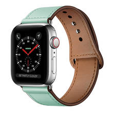 Mint Green Leather Band Watch Strap For Apple Watch Series 5 38mm 44mm strap , VIOTOO Leather WatchBand for iwatch 4 44 mm band 2024 - buy cheap