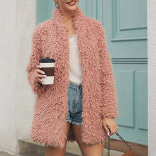 Women Fur Coat Winter Warm Overcoat Long Jacket Outerwear Slim Hairy Trench Black Beige Pink 2024 - buy cheap
