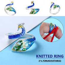 Adjustable Alloy Knitting Ring Thimble Finger Wear Knitting Loop Crochet Ring Peacock Yarn Guides Sewing Accessories 2024 - buy cheap