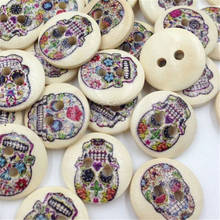 50 pcs Skull Head Wood Buttons 15mm Sewing Craft Mix Lots WB273 2024 - buy cheap