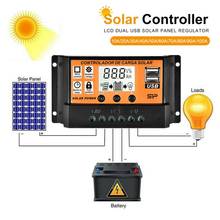 Controlador de carga Solar 10A-100A MPPT/PWM, regulador de Panel Solar Dual USB 12V/24V, cargador de voltaje Dual USB 12V/24V 2024 - compra barato