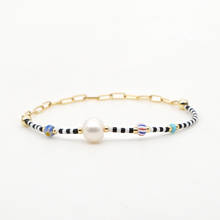 GO2BOHO-pulsera de perlas de agua dulce para Mujer, brazalete de perlas Miyuki, joyería de Moda, cadena de acero inoxidable 2024 - compra barato