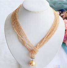 3row faceted citrine crystal shell pearl pendant necklace 2024 - buy cheap