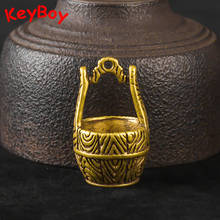 Metal Brass Bucket Lucky Car Key Chain Pendant Trinket Creative Copper Keyring Hanging Jewelry Vintage Keychain Decoration Craft 2024 - buy cheap