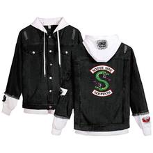 Aikooki South Side Serpents Streetwear Riverdale Denim Jacket Jean Women Jacket Harajuku Denim Clothing Female Unisex 2024 - buy cheap