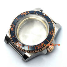 Caja de reloj inoxidable rosa de 40mm, cristal de zafiro con bisel azul oscuro, compatible con ETA 2836 miyota 8215/8205/821A, movimiento Mingzhu DG2813/ 3804 2024 - compra barato