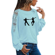 Latin Dancers Dancing Women T-shirts Girl & Man Dance Long Sleeve tee shirt femme Female T shirt women Large Size Loose Lace Tee 2024 - buy cheap