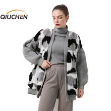Пальто женское из натурального меха норки, трикотажное, QIUCHEN, PJ20071 2024 - купить недорого