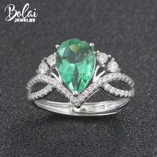 Bolai, Элегантный Обручальное кольцо с изумрудом, Твердое Серебро 925 пробы, зеленый драгоценный камень, хорошее ювелирное изделие для женщин, обручение, лучший подарок 2024 - купить недорого