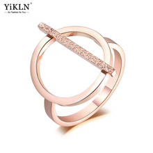 YiKLN модное титановое кольцо из нержавеющей стали розовое золото геометрические обручальные кольца для женщин и девушек ювелирные изделия Anillo YR19008 2024 - купить недорого
