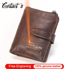 Contact's Free Engraving 100% Crazy Horse Cow Leather Men Wallets Coin Purse Short Male Money Bag RFID Wallet Small Portfolio 2024 - buy cheap