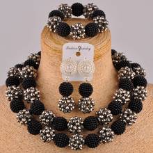 Black and Silver African Beads Jewelry Set Costume Necklace African Set for Women Bridal Wedding 2024 - buy cheap