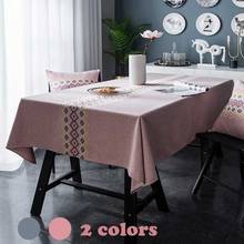 Rectangular Embroidery Flower Tablecloth Cotton/Linen Table Cloth Pastoral Floral Solid Grey/Pink Dining/Coffee Table Cover 2024 - buy cheap