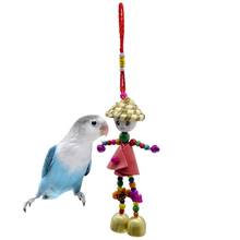 1 pcs Multicolor Parrot Beads Toy Funny Cartoon Grass Bird Chew Toy  Parakeet Swing Hanging Toy with Bell 2024 - buy cheap