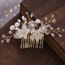 Bride Wedding Prom Hair Clip Handmade Flowers Beads Pearl Decoration Ladies Hairs Accessories Fashion Korean Women Hair Comb 2024 - buy cheap