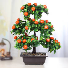 Planta Artificial bonsái naranja, Árbol frutal de plástico en maceta para el hogar, sala de estar, tienda de flores, Hotel, decoración de fiesta de boda 2024 - compra barato