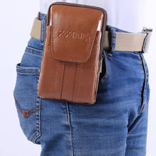 Men Genuine Leather Waist Bag Solid Color Travel Business Casual Fanny Packs Mobile Phone Purse Pocket Belt Bum Pouch 2024 - buy cheap