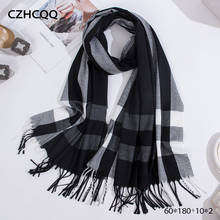 Winter Plaid Cashmere Scarf Women Man Cashmere Stole Thick Large Blanket Wrap Shawl Blanket Men Women Scarves For Ladies 2019 2024 - buy cheap