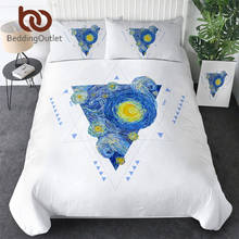 BeddingOutlet-Juego de cama geométrico cielo estrellado, funda de edredón de acuarela, conjunto de cama moderno abstracto de Luna 2024 - compra barato