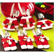 2Pcs New Year Chirstmas Tableware Holder Knife Fork Cutlery Set Skirt Pants 2021 Christmas Decorations for Home Party Decoration 2024 - buy cheap