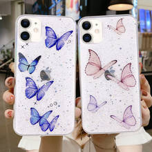 Glitter Bling Butterfly Soft Phone Case for IPhone 12 Mini 11 Pro Max Xr X Xs 8 7 Plus SE 2020 Transparent Clear Silicone Cover 2024 - купить недорого