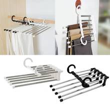 Rack para calças 5 em 1, mais novo rack multifuncional de aço inoxidável multifuncional para calças, cabides mágicos para guarda-roupa 2024 - compre barato