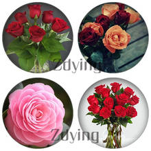 ZDYING 5pcs/lot Colorful Flower Rose Handmade Photo Glass Cabochons Pattern Domed Jewelry Making Accessories Supplies FW002 2024 - buy cheap