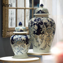Vaso de flores clássico europeu, de porcelana, azul e branco, pintado à mão, para fazer gelo, artesanato, decoração de casa 2024 - compre barato