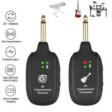 UHF Guitar Wireless System Transmitter Receiver Built-in Rechargeable Black Charge Port Micro-USB UHF 730MHz lightweight Max.50 2024 - buy cheap