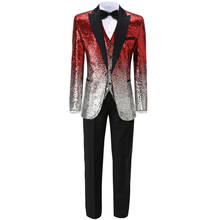 Slim Fit Gradient Sequin Men's Suit 3 Pieces Business Notch Lapel Vest Causal Tuxedos Groomsmen For Party(Blazer+vest+Pants) 2024 - buy cheap