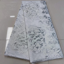 New arrival African Organza Lace Fabric French Tulle Lace Fabrics High Quality Nigerian Degree silver flowers Lace For Wedding 2024 - buy cheap