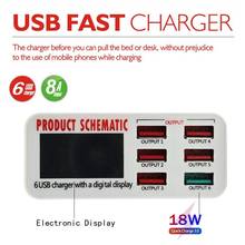 ILEPO 6 Ports USB Charger QC3.0 Fast Charger 8A With LCD Digital Display Smart Charging Station for iPhone Xiaomi Huawei Samsung 2024 - buy cheap