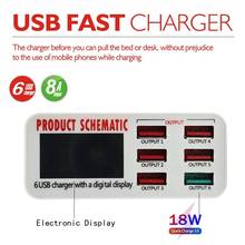 ILEPO-cargador USB de 6 puertos QC3.0, estación de carga rápida 8A con pantalla Digital LCD, inteligente, para iPhone, Xiaomi, Huawei y Samsung 2024 - compra barato