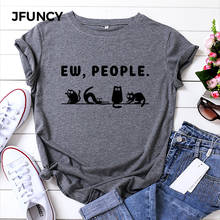 JFUNCY  5XL Women Tee Shirt 100% Cotton Short Sleeve Casual Female Tshirt Cute Cat Print T-shirt Woman Summer Loose Top 2024 - buy cheap