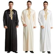 Мужское мусульманское платье с длинным рукавом Dishdasha Daffah Thobe Jubba Саудовская Арабская Тауб кафтан мусульманская одежда Abaya Дубай Ближний Восток 2024 - купить недорого