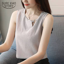 2021 new women blouses shirts solid casual chiffon women tops casual summer fashion clothing sexy sleeveless blouses 0266 40 2024 - buy cheap