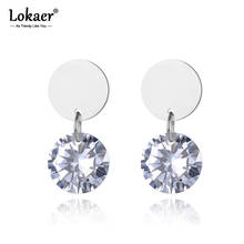 Lokaer Trendy Titanium Stainless Steel Dazzling Stud Earrings Office Style Handmade Big CZ Crystal Ear Jewelry For Women E19154 2024 - buy cheap