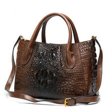 Vintage Crocodile Grain GenuIne Leather Luxury Brand Handbag Womens Designer Quality Cowhide Crossbody Shoulder Female Tote Bag 2024 - buy cheap